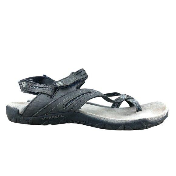Merrell Women's Size 7 Terran Convertible II Grey Leather Big Toe Wrap Sandals - Picture 1 of 15